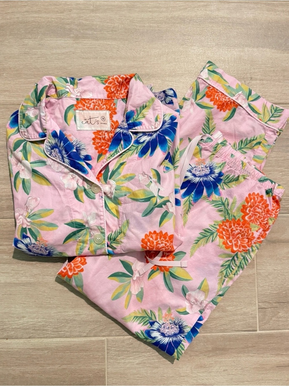 The Cat’s Pajamas Long Sleeve Floral Set Size M 100% Cotton